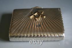 Antique Imperial Russian Silver Cigarette Case With Applied Gold Masonic Symbols