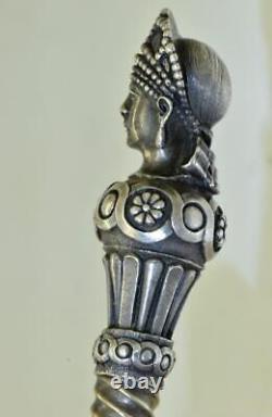Antique Imperial Russian Silver Enamel Spoon-Sculpture Head of Empress Maria