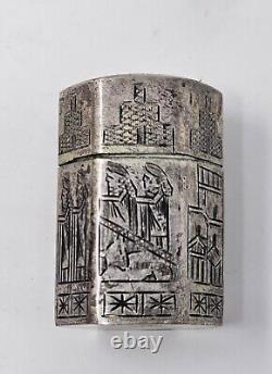 Antique Imperial Russian Silver Engraved Salt & Pepper Shaker 1920's Marked 84
