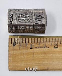 Antique Imperial Russian Silver Engraved Salt & Pepper Shaker 1920's Marked 84