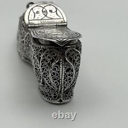 Antique Imperial Russian Silver Filigree Novelty Shoe Vesta Case