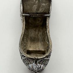 Antique Imperial Russian Silver Filigree Novelty Shoe Vesta Case