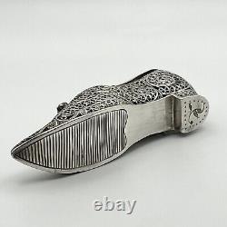 Antique Imperial Russian Silver Filigree Novelty Shoe Vesta Case