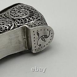 Antique Imperial Russian Silver Filigree Novelty Shoe Vesta Case