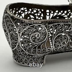 Antique Imperial Russian Silver Filigree Novelty Shoe Vesta Case