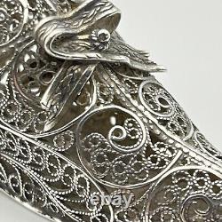 Antique Imperial Russian Silver Filigree Novelty Shoe Vesta Case