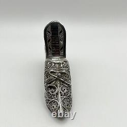 Antique Imperial Russian Silver Filigree Novelty Shoe Vesta Case