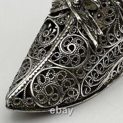 Antique Imperial Russian Silver Filigree Novelty Shoe Vesta Case