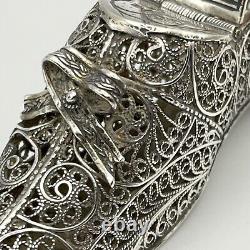 Antique Imperial Russian Silver Filigree Novelty Shoe Vesta Case