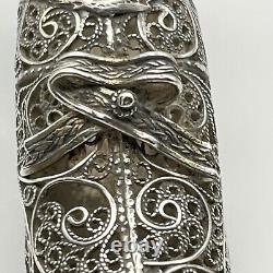 Antique Imperial Russian Silver Filigree Novelty Shoe Vesta Case