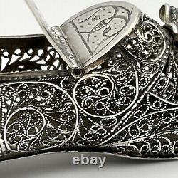 Antique Imperial Russian Silver Filigree Novelty Shoe Vesta Case