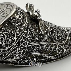 Antique Imperial Russian Silver Filigree Novelty Shoe Vesta Case