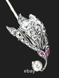 Antique Imperial Russian Silver Gold Victorian Diamond Brooch Stick Pin Jewelry