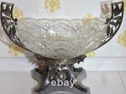 Antique Imperial Russian Silver Hand Cut Crystal Massive Centrepiece c1908 RARE
