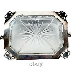 Antique Imperial Russian Silver Kovsh Griffin Crystal Centerpiece Bowl Charka RU