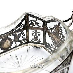 Antique Imperial Russian Silver Kovsh Griffin Crystal Centerpiece Bowl Charka RU