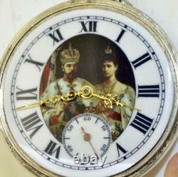 Antique Imperial Russian Silver LWC Pocket Watch for Tsar Nicholas II Coronation