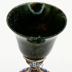 Antique Imperial Russian Silver Nephrite Cup Goblet Khlebnikov Cloisonne Enamel