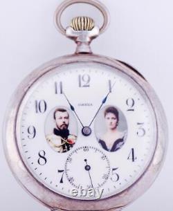 Antique Imperial Russian Silver Omega Pocket Watch c1900's Royal Family on Dial