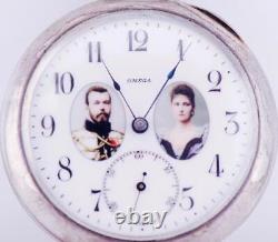 Antique Imperial Russian Silver Omega Pocket Watch c1900's Royal Family on Dial