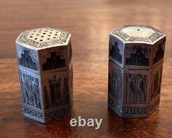 Antique Imperial Russian Silver Set Of Salt And Pepper Shakers TL