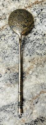 Antique Imperial Russian Silver Tea Spoon, Gold Gilded, 1860's