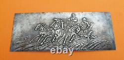 Antique Imperial Russian Silver Troika with Noble Man Racing Engraving Repousse
