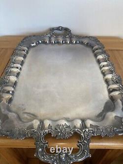 Antique Imperial Russian Silverplate Tray Fine Quality Tsarist 19th c OEHME Emme