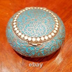 Antique Imperial Russian Snuffbox Sterling Silver 84 Enamel By Gustav Klingert