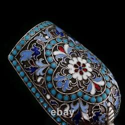 Antique Imperial Russian Solid Silver Cloisonne Caddy Spoon Gustav Klingert