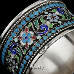 Antique Imperial Russian Solid Silver Cloisonne Enamel Napkin Ring c1910