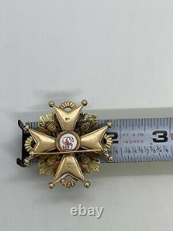 Antique Imperial Russian St. Stanislav Second Class 14k. Gold Medal Badge Order