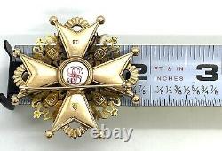 Antique Imperial Russian St. Stanislav Second Class 14k. Gold Medal Badge Order