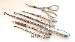 Antique Imperial Russian Sterling Silver 84 / 925 Vanity Set Nail Manicure Acier