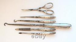 Antique Imperial Russian Sterling Silver 84 / 925 Vanity Set Nail Manicure Acier