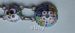 Antique Imperial Russian Sterling Silver 84 Enamel Jewelry Bracelet