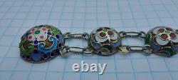 Antique Imperial Russian Sterling Silver 84 Enamel Jewelry Bracelet
