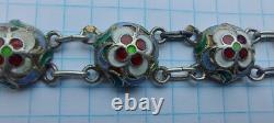 Antique Imperial Russian Sterling Silver 84 Enamel Jewelry Bracelet