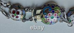 Antique Imperial Russian Sterling Silver 84 Enamel Jewelry Bracelet