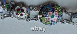 Antique Imperial Russian Sterling Silver 84 Enamel Jewelry Bracelet