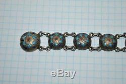 Antique Imperial Russian Sterling Silver 84 Enamel Jewelry Bracelet Signed
