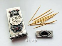 Antique Imperial Russian Sterling Silver 84 Toothpick ase Signed Romanovs 70 gr