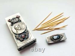 Antique Imperial Russian Sterling Silver 84 Toothpick ase Signed Romanovs 70 gr