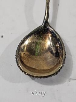Antique Imperial Russian Sterling Silver 925 Enamel Souvenir Coffee Spoon Rare