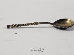 Antique Imperial Russian Sterling Silver 925 Enamel Souvenir Coffee Spoon Rare