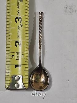 Antique Imperial Russian Sterling Silver 925 Enamel Souvenir Coffee Spoon Rare