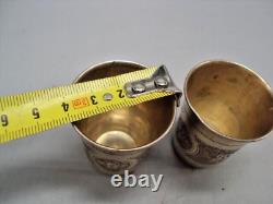 Antique Imperial Russian Sterling Silver Cups 84.1884 y 2 pieces