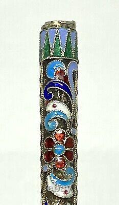 Antique Imperial Russian Sterling Silver Enamel Pen12g 6.1/4