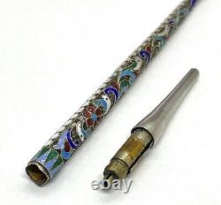 Antique Imperial Russian Sterling Silver Enamel Pen12g 6.1/4