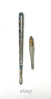 Antique Imperial Russian Sterling Silver Enamel Pen12g 6.1/4